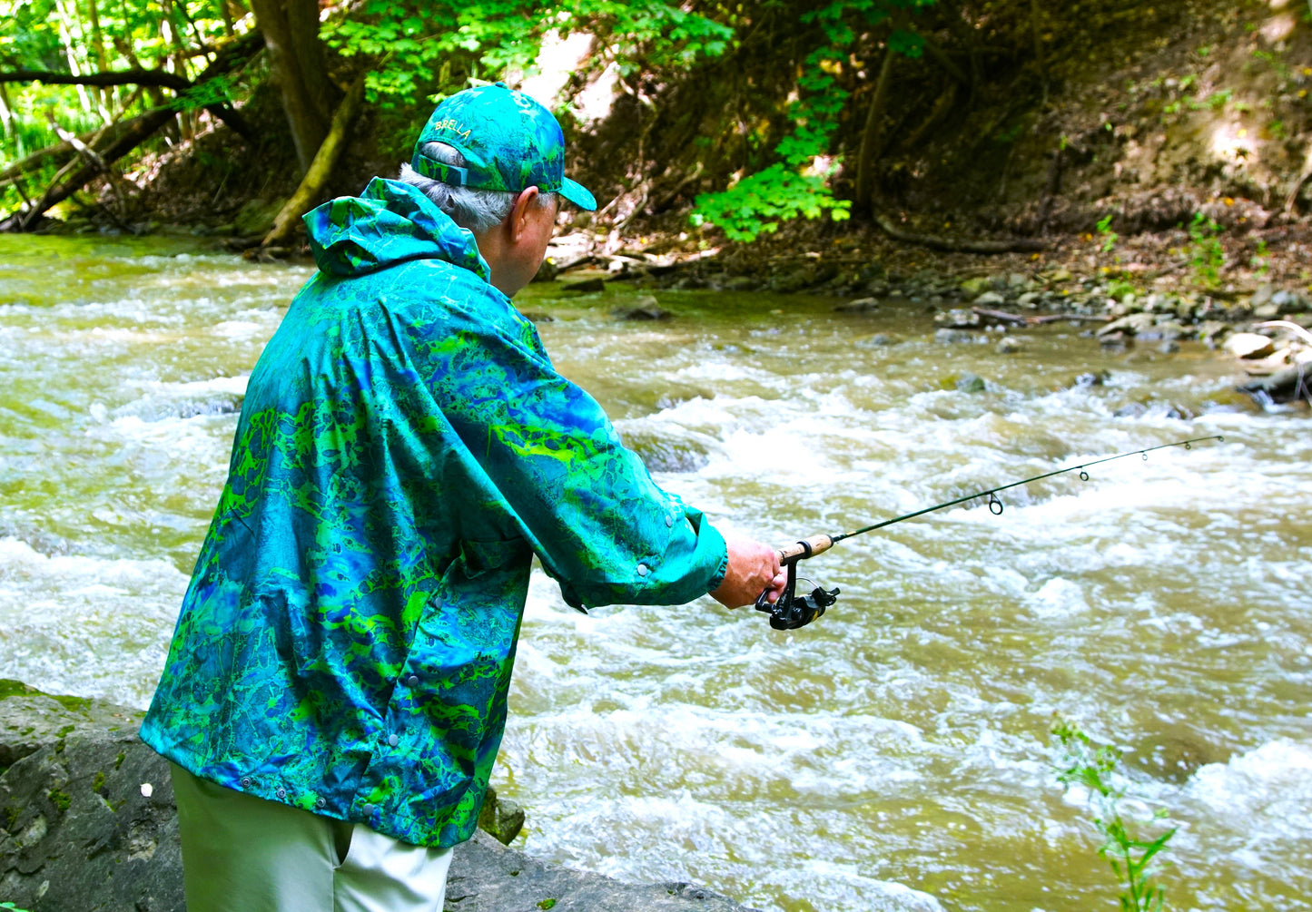 Brella 2015 Blue Green Unisex Rain Jacket by The Brella Nation