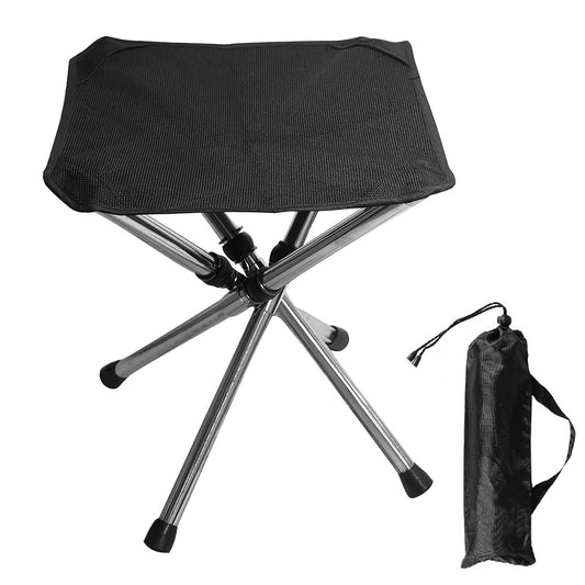 Foldable Camping Stool Retractable Portable Folding Chair Easy Setup Lightweight Backpacking Stool Carry Bag Fishing Camping Hiking BBQ - Black - Large by VYSN