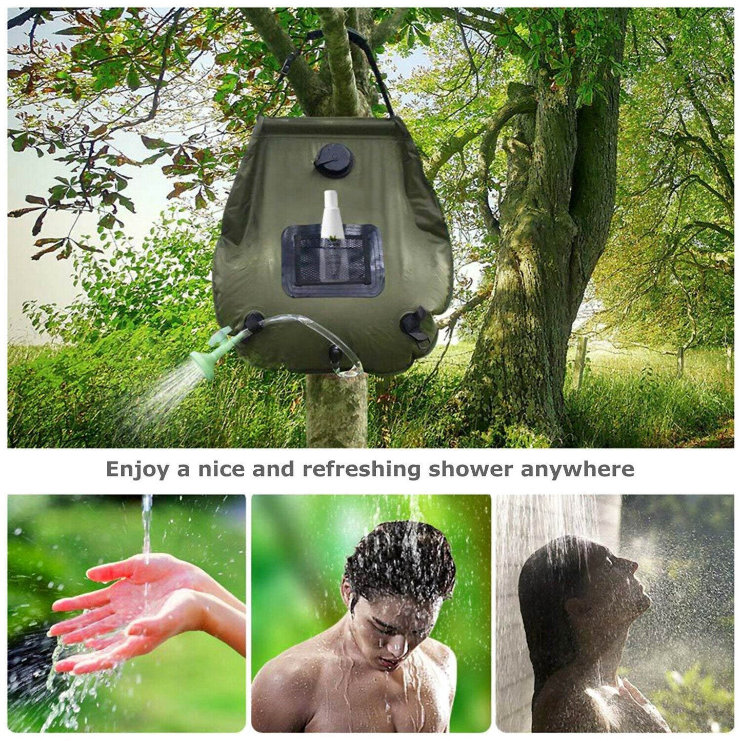 20L Water Bags Outdoor Camping Solar Heat Shower Bag Portable Compact Heated by Plugsus Home Furniture