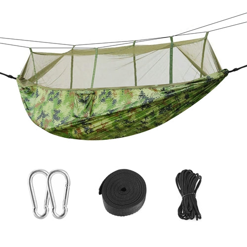 600lbs Load 2 Persons Hammock w/Mosquito Net Outdoor Hiking Camping Hommock Portable Nylon Swing Hanging Bed w/ Strap Hook Carry Bag by VYSN