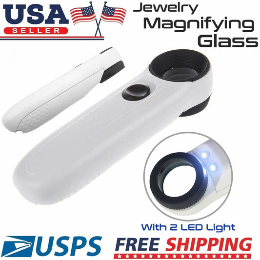 40X Magnifying Magnifier Glass Jeweler Eye Jewelry Loupe Loop With 2 LED Light by Plugsus Home Furniture