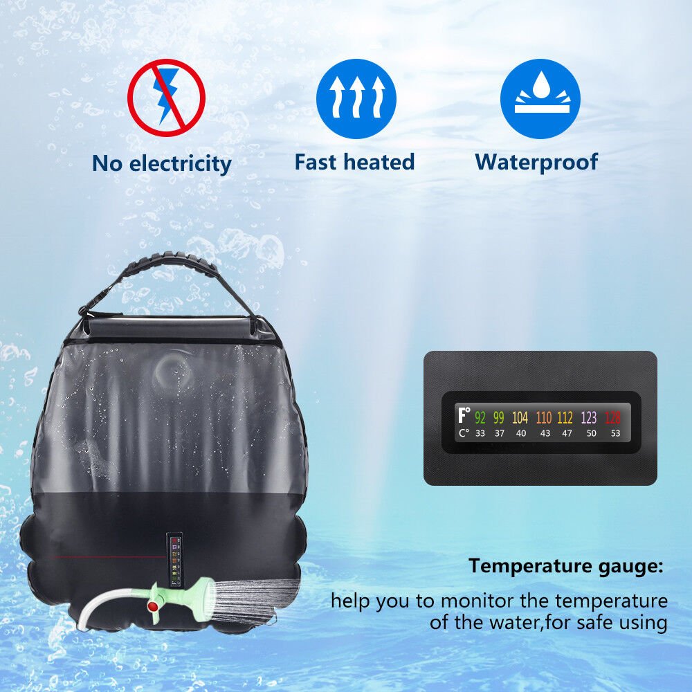 5 Gallons/20L Solar Heating Camping Shower Bag for Beach Swimming Hiking Travel by Plugsus Home Furniture