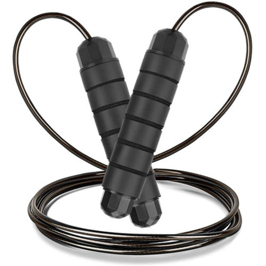 Adjustable Steel Jump Rope with Anti-Skip Foam Handle Grip - 3M/9.84FT Length - Perfect for Crossfit, Gym, and Aerobic Exercise - Black by VYSN