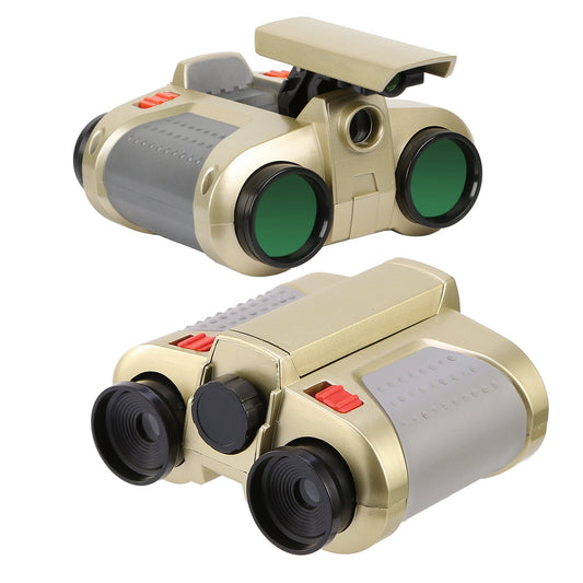 4X30 Kids Toy Night Vision Binoculars with Pop-Up LED Light Portable Neck Strap for Watching Hiking Travelling - Multi by VYSN