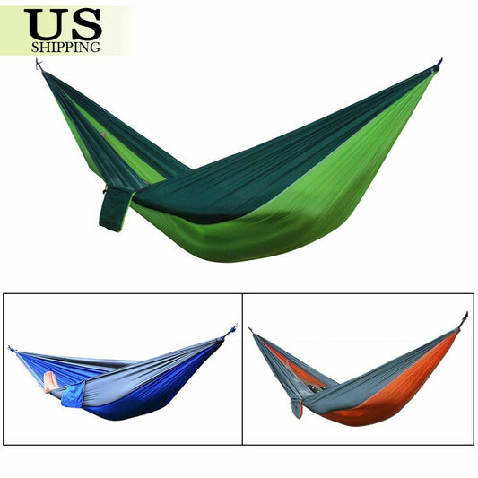 Double Portable Person Camping Travel Parachute Nylon Hammock Swing Bed Outdoor by Plugsus Home Furniture