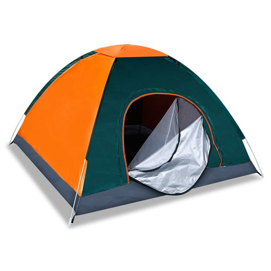 4 Persons Camping Waterproof Tent Pop Up Tent Instant Setup Tent w/2 Mosquito Net Doors Carrying Bag Folding 4 Seasons for Hiking Climbing Adventure F - Orange by VYSN