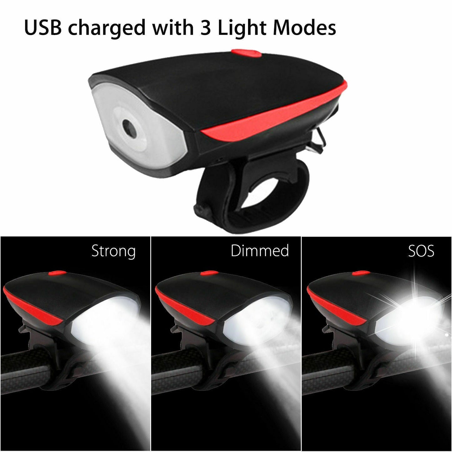 Super Bright USB Led Bike Bicycle Light Rechargeable Headlight &Taillight Set by Plugsus Home Furniture